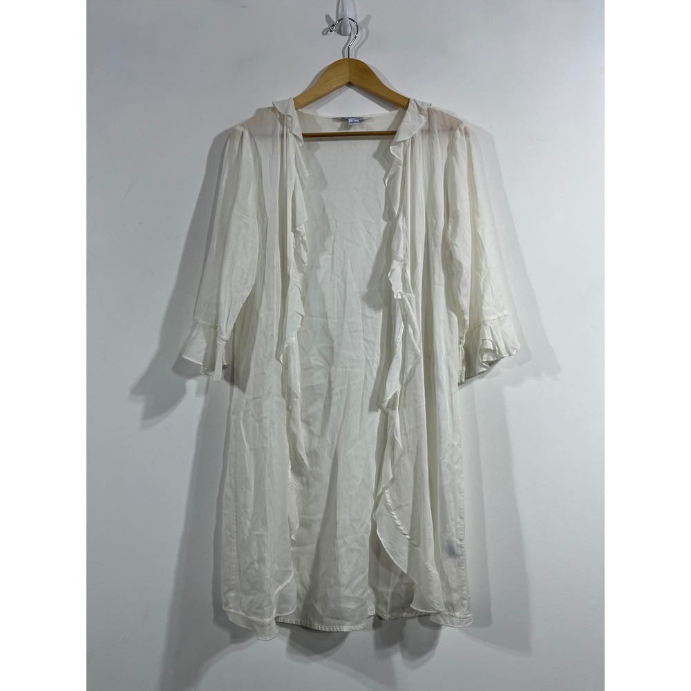 April Cornell VTG 90s Cottagecore Prairie Ruffle Open Front Cardigan Medium Boho